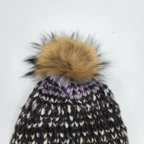 FRYE Chunky Degrade Faux‎ Fur Beanie In Violet Black OSFM NWT $79 - Picture 3 of 7